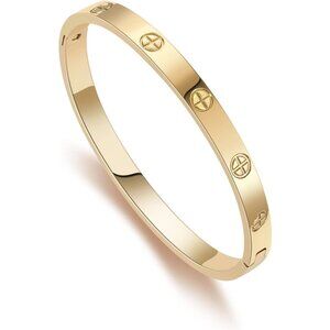 Women's Gold-Plated Stainless Steel Bangle Bracelet 7.5 Inches Elegant Jewelry